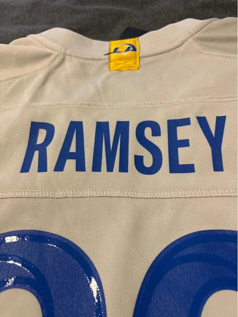 Los Angeles Rams Jersey Boys Large Beige NFL Football Nike Jalen Ramsey 20